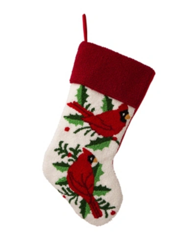 Glitzhome Hooked Stocking, Cardinal In Multi