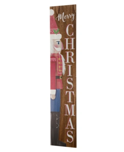 Glitzhome Wooden Christmas Nutcracker Porch Sign In Multi