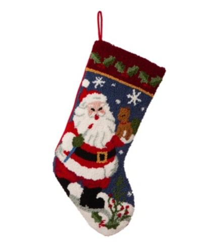 Glitzhome Hooked Stocking, Santa In Multi