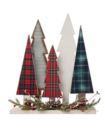 Glitzhome Wooden Christmas Tree Table Decor In Multi