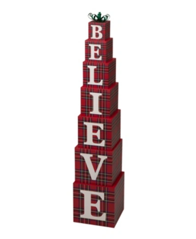 Glitzhome Wooden Double-sided "believe" Porch Decor In Multi