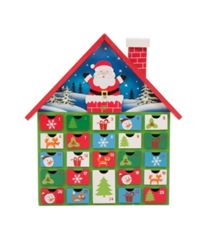 Glitzhome 13.58" H Wooden House Count Down Calendar Decor With Drawer In Multi