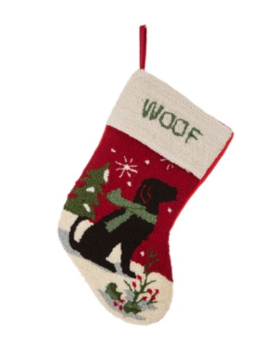 Glitzhome 20" L Hooked Dog Stocking In Multi