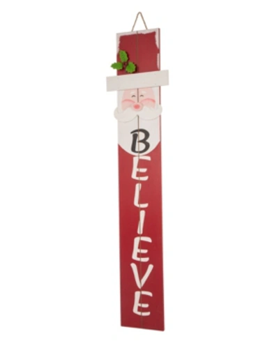 Glitzhome 42" H Christmas Believe Wooden Santa Porch Sign In Red
