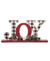 Glitzhome 11.42" L Christmas Wooden Plaid Joy Table Decor In Multi