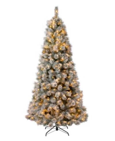 Glitzhome Pre-lit Snow Flocked Artificial Spruce Christmas Tree With 650 Warm Lights In Winter Wht
