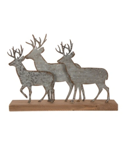 Glitzhome 13.19" L Galvanized Metal Reindeer Table Decor In Silver