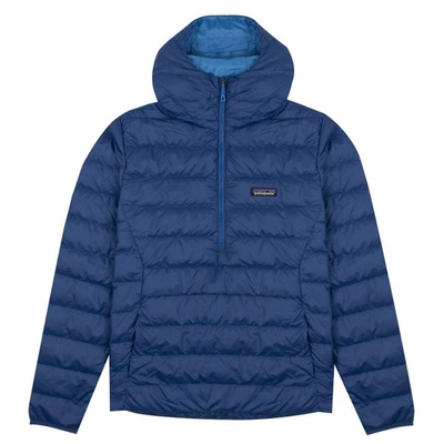 Patagonia Down Jumper Hoody Pull Over Jacket Superior Blue In Navy Blue