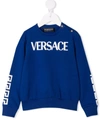 Versace Kids' Blue Logo-print Cotton Sweatshirt (8-14 Years)