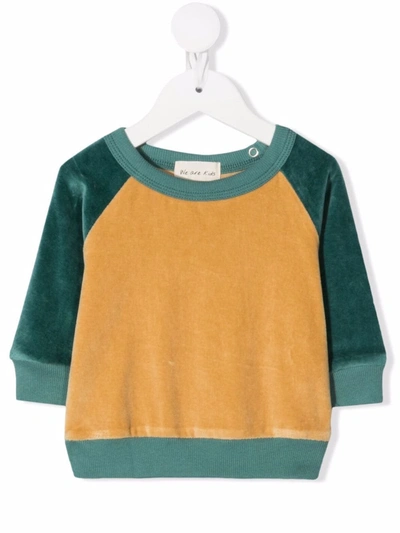 We Are Babies' Velvet-effect Colour-block Sweatshirt In Yellow
