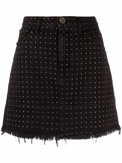 Pinko Studded Denim Skirt In Black