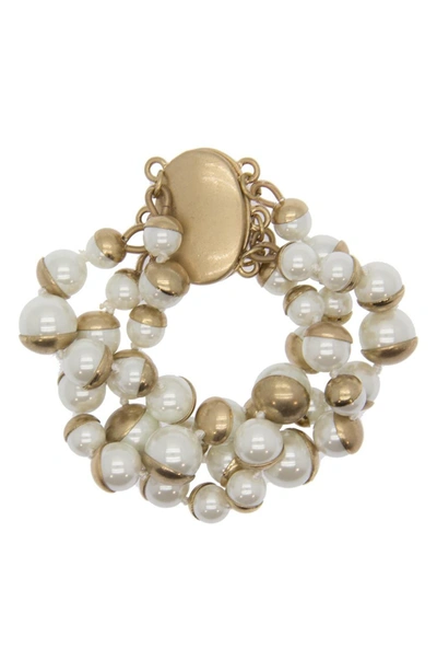 Saachi Statement Freshwater Pearl Bracelet With Magnetic Clasp In Ivory