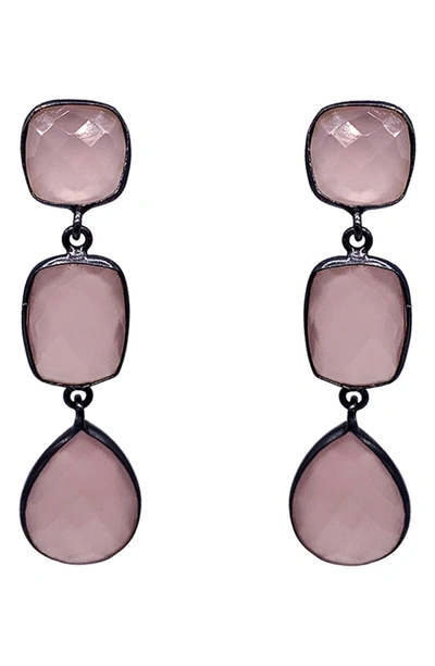 Adornia Three Pear Pink Chalcedony Drop Earrings