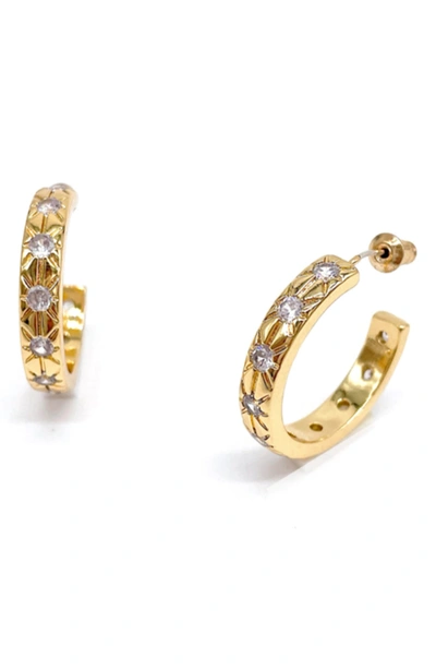 Adornia Swarovski Crystal Starburst Hoop Earrings In Gold