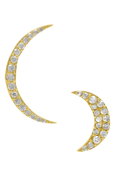 Adornia Mismatched Diamond Moon Stud Earrings In Yellow