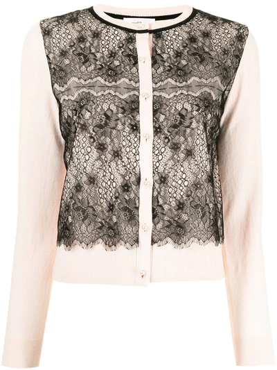 Onefifteen Floral-lace Appliqué Cardigan In Pink