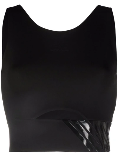 Ea7 Logo-print Scoop-neck Sports Bra In Black