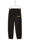 Off-white Black And Yellow Kids Script Logo Technical Joggers In Black