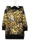 Givenchy Kids Dress In Sweatshirt With Hood And Animalier Print In Black