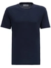 OFFICINE GENERALE BLUE COTTON AND LYOCELL T-SHIRT