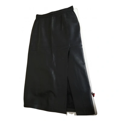 Pre-owned Loewe Leather Maxi Skirt In Black