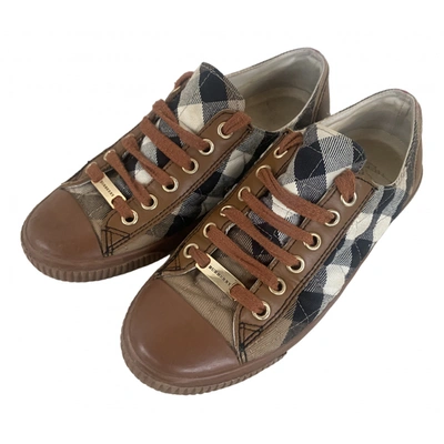 Pre-owned Burberry Cloth Trainers In Brown