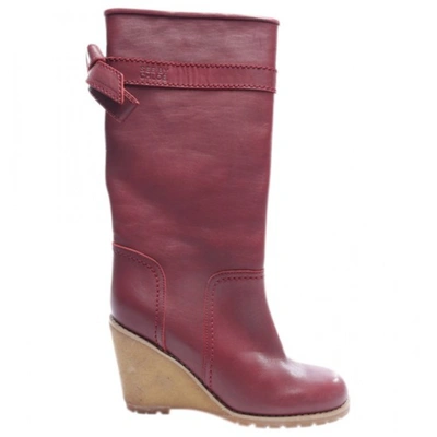Pre-owned See By Chloé Leather Boots In Red