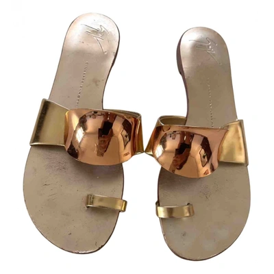 Pre-owned Giuseppe Zanotti Leather Mules In Gold
