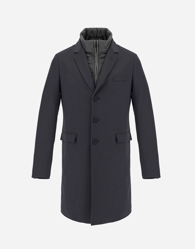 Herno Cashmere Coat With Nylon Ultralight Bib In Grey