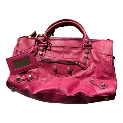 Pre-owned Balenciaga City Leather Handbag In Pink