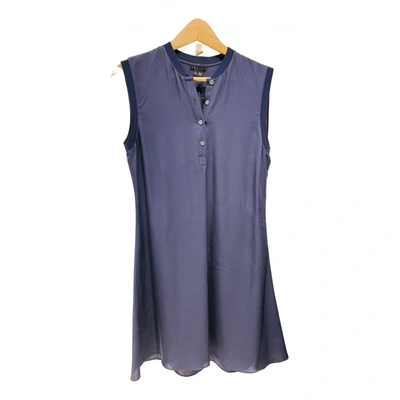 Pre-owned Theory Silk Mid-length Dress In Blue