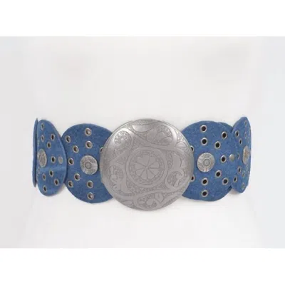 3am By H & D Accessories Women's Dark Denim Concho Belt In Blue