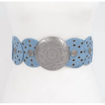 3am By H & D Accessories Women's Light Denim Concho Belt In Blue