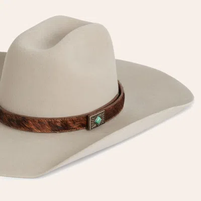 3d Belt Co Brown Calf Hair Turquoise Stone Hatband
