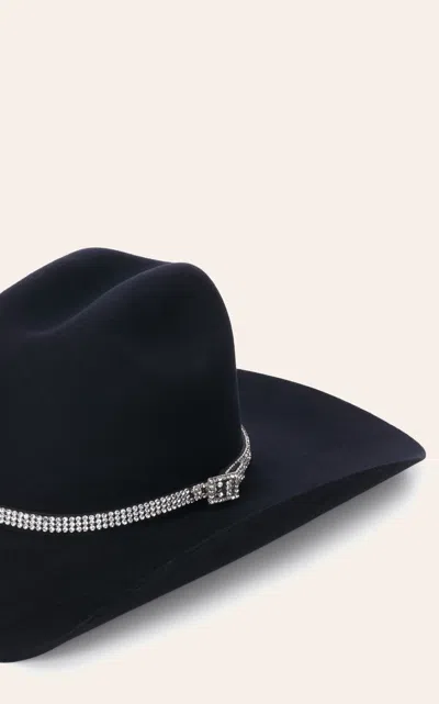 3d Belt Co. Clear Crystal Fashion Hatband In Black