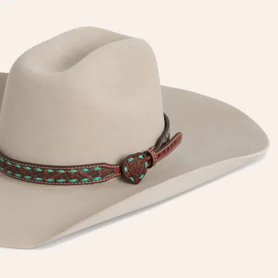 3d Belt Co. Women's 3/4"-1/2" Floral Tooled Heart Buckle Hat Band In Gray