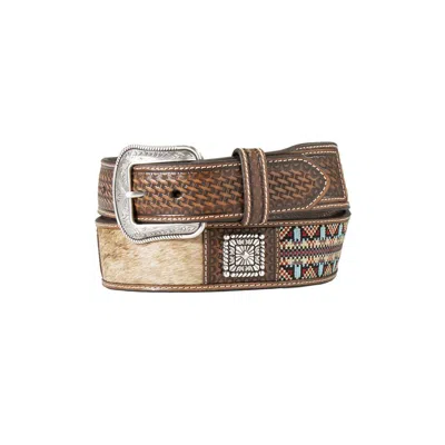 3d Belt Company Men's 3d Hair On Aztec Taper Belt In Brown/natural In Multi