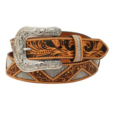 3d Belt Company Women's Zag Stone Belt In Tan Silver In Brown