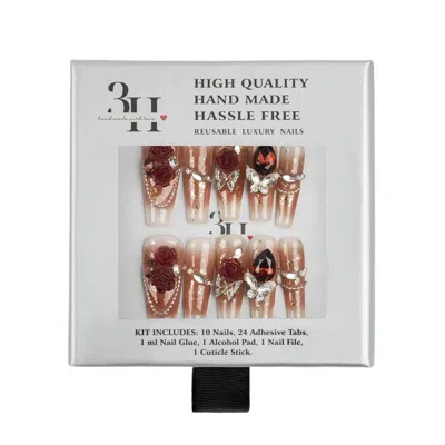 3h Nails Crimson Rose Handmade Press-on Nails - Small