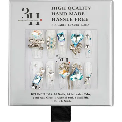 3h Nails Crystal Blue Glam Luxury Handmade Press On Nails In Multi