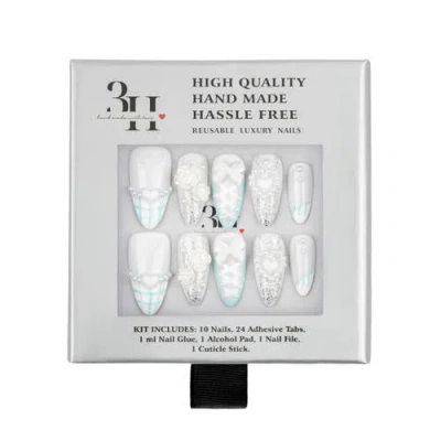 3h Nails Crystal Frost Luxury Handmade Press On Nails In White