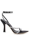 3juin 100mm Crystal-embellished Strap Sandals In Schwarz