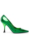3juin 100mm Patent-finish Square Pumps In Green