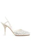 3juin 110mm Rhinestone Leather Pumps In Neutrals
