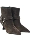 3juin Avril 055 High Heels Ankle Boots In Brown Suede In Brown