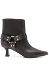 3juin Pointed Toe Ankle Boot With Strap Detail In Brown