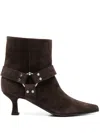 3juin Avril 055 High Heels Ankle Boots In Brown Suede In Brown