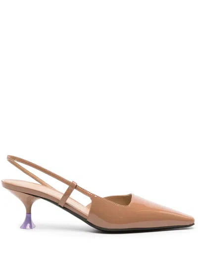 3juin 63mm Patent Slingback Pumps In Neutrals
