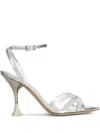 3juin Noeli 095 Sandals In Silver Leather In Silver