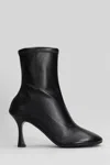 3juin Alessia 080 High Heels Ankle Boots In Black Leather In Black